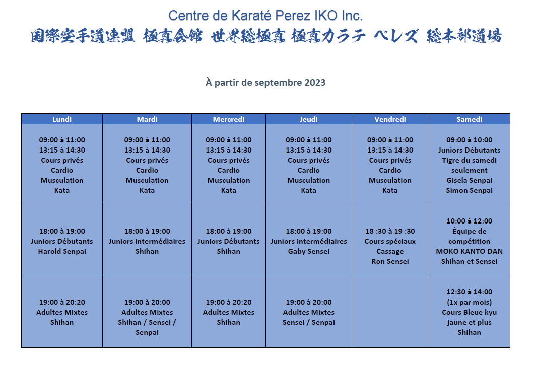 horaire ete 2019